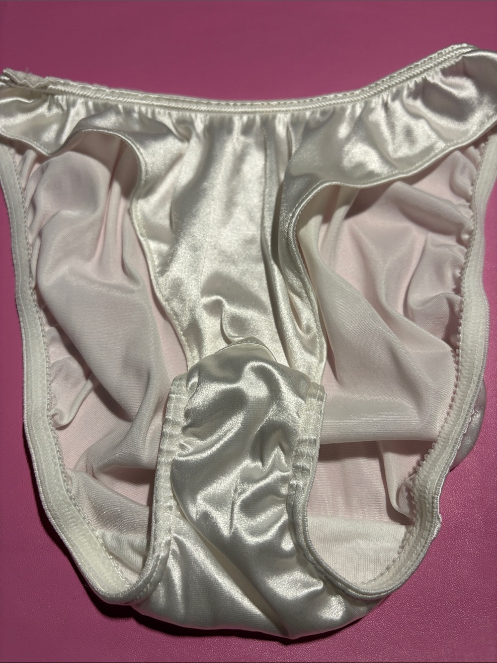 Satin High-Cut Briefs in Pearl White